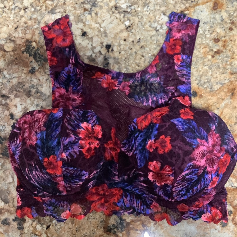 PINK Victoria’s Secret Lacy Coconut Girl Tropical Multicolored Bralette Size S